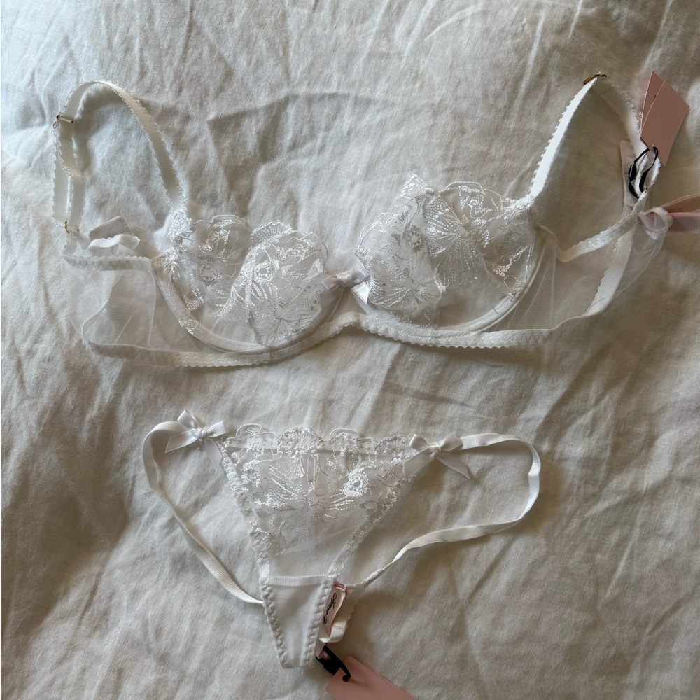 Delicate White Lace Bra & Thong Set